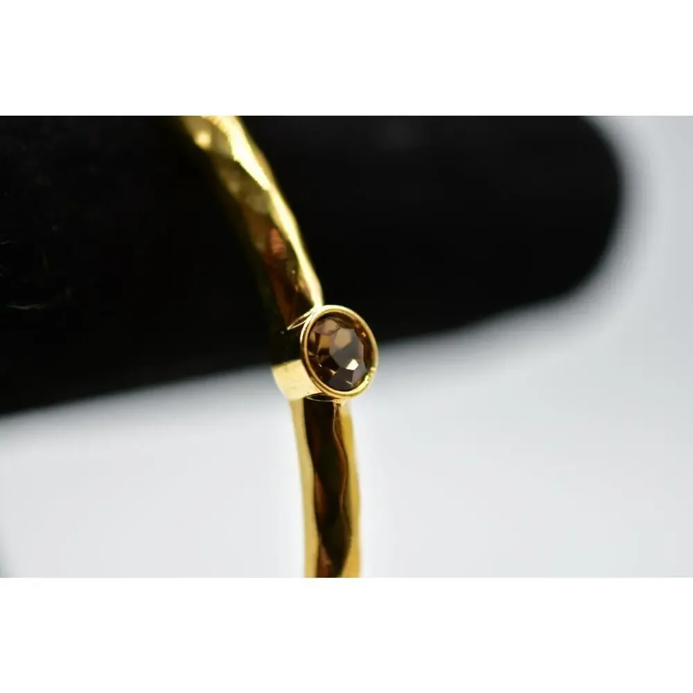 Graziano Bangle Bracelet Sparkling Rhinestone Crystal Gold Signed 1990s Bin7